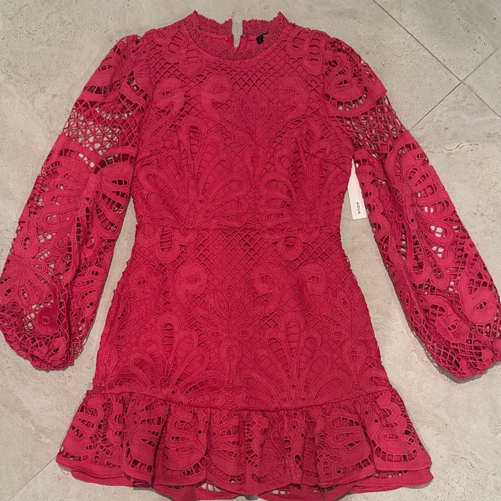 Aqua pink Lace Mini Dress